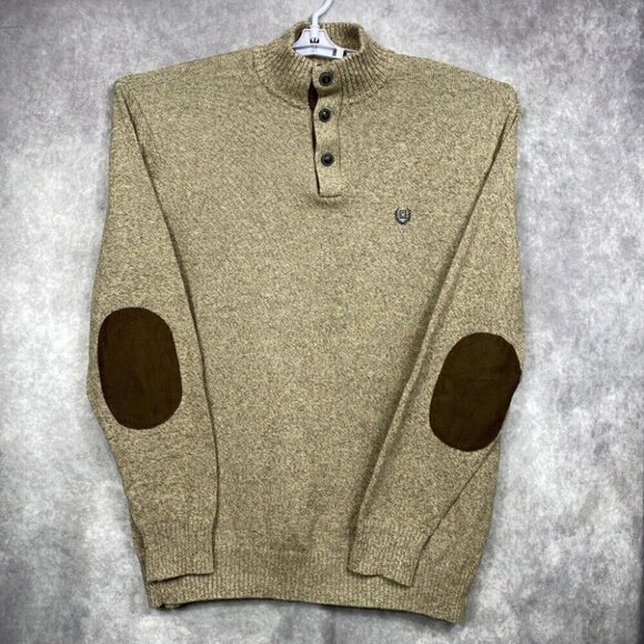Chaps Other - Chaps Ralph Lauren Sweater Men XLT Henley Elbow Pads Vintage Hunting Camp Tan